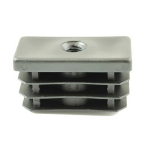 Rectangular Threaded Tube Insert 50mm x 25mm M8 Thread Bulldog Castors UK